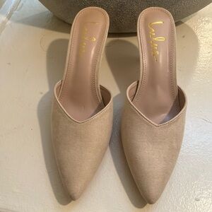 Lulu's Blush Beige Pointed-Toe Slip-On Mules
